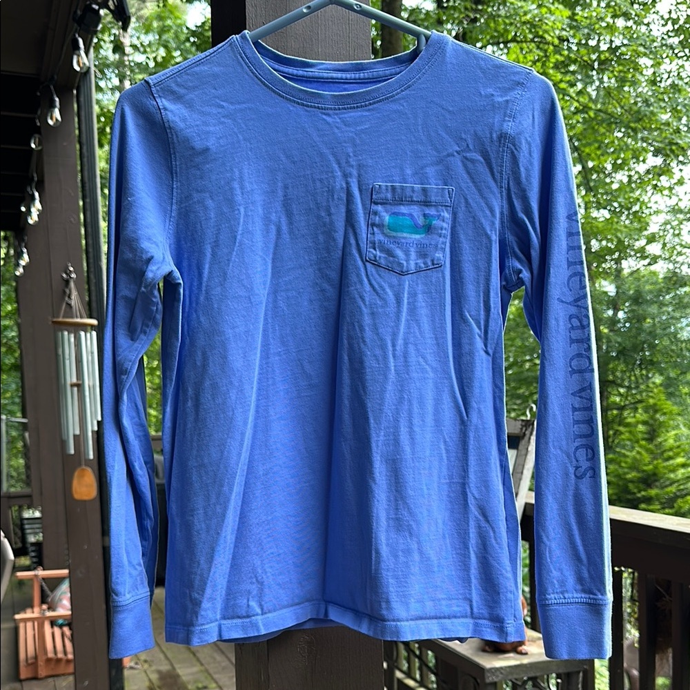 Vineyard Vines Blue Long Sleeve Tee with Pocket